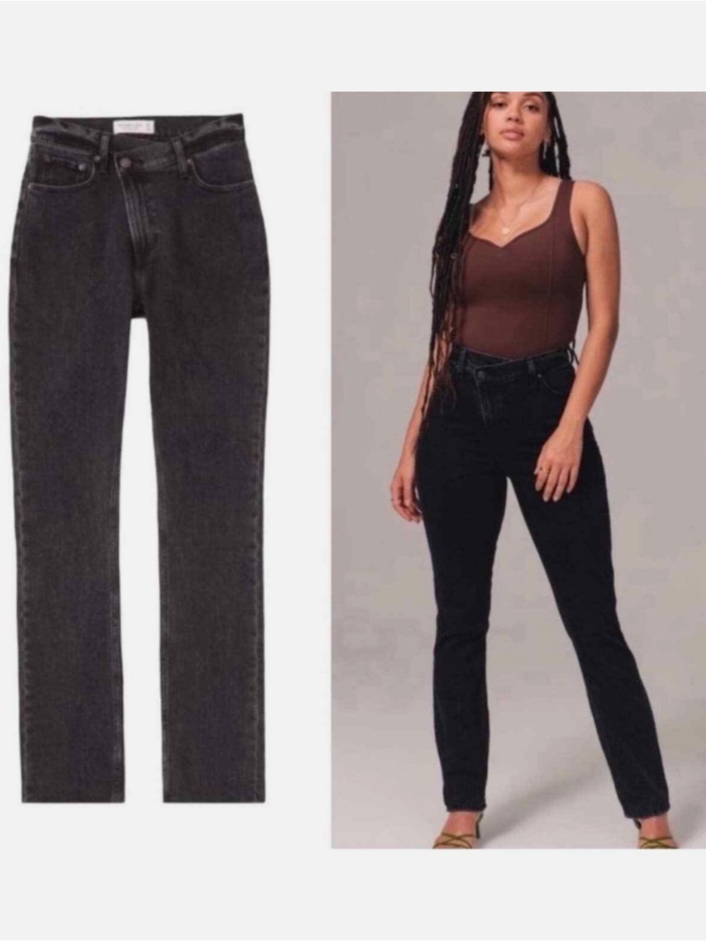 Abercrombie & Fitch Black Ultra High Rise 90s crossover Straight Jeans
